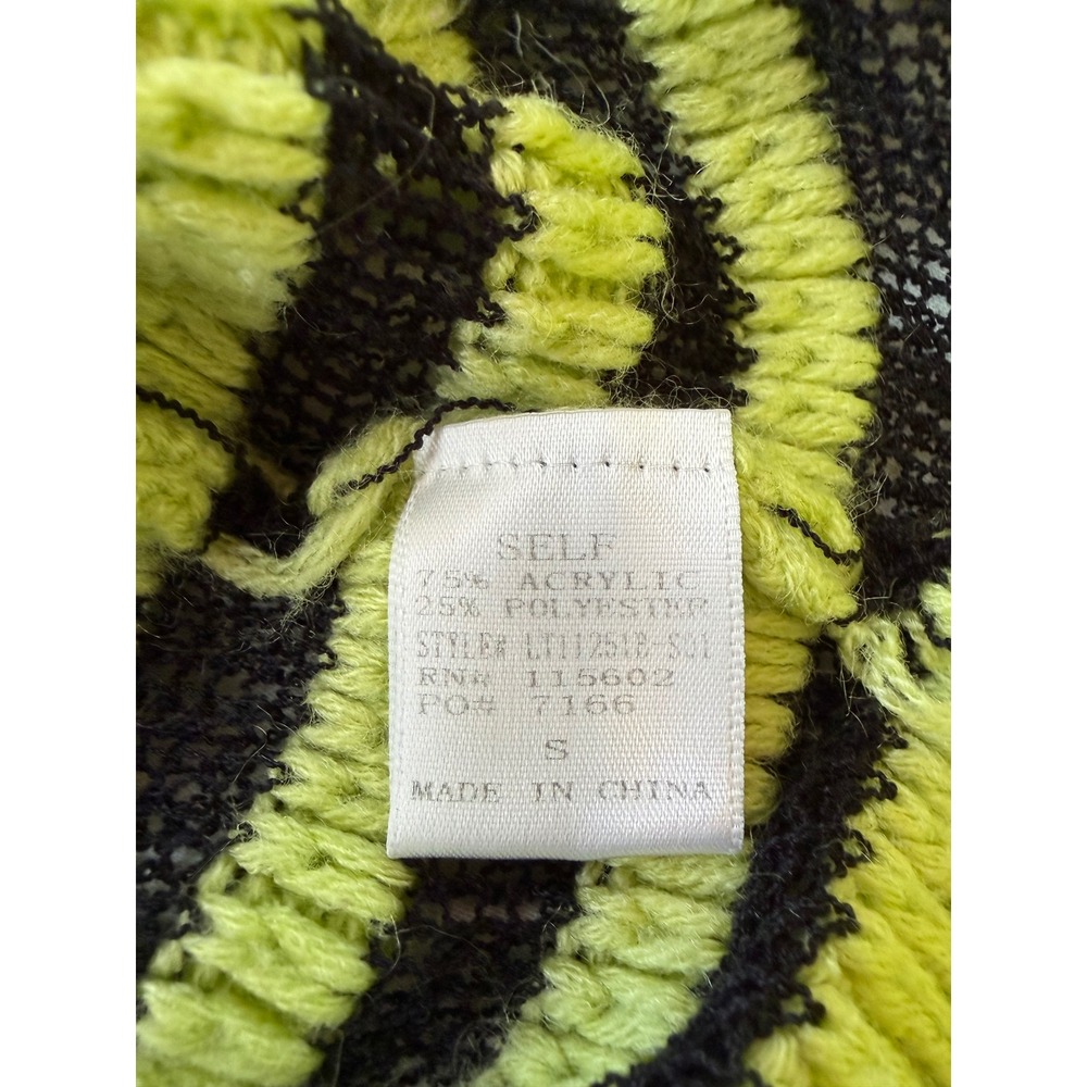 Lush Lime Green Black Striped Crewneck Sweater Womens Small LT11251E-S01 - Picture 5 of 5